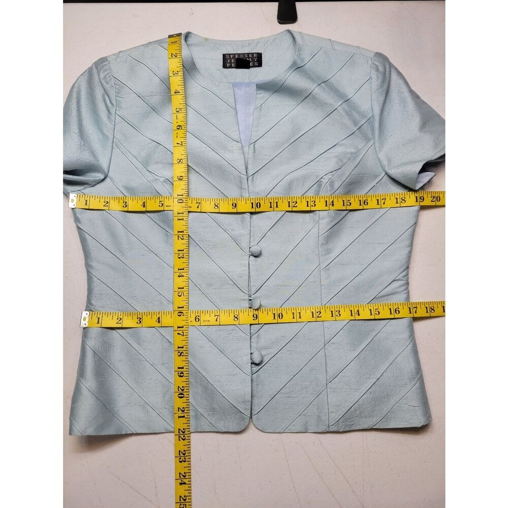 Silk Y2K Spenser Jeremy Light Blue Women's Skirt Suit Two-Piece Set Blazer - Picture 11 of 14